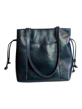Patricia Nash Everton Leather Drawstring Tote Bag, Dark Teal - EUC!